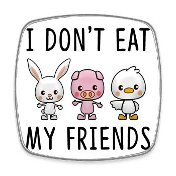 Adorable Farm Animal Cartoon Trio - Square fridge magnet - white - Front