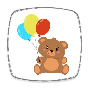 Teddybär mit Luftballons - Viereckiger Kühlschrankmagnet - Weiß - Vorne