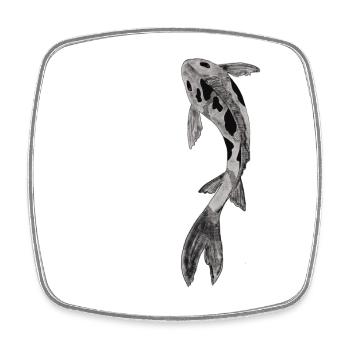 Koi silhouette on black - Square fridge magnet - white - Front