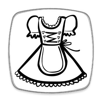 Dirndl – Schwarz-Weiß-Zeichnung – einfärbbar - Viereckiger Kühlschrankmagnet - Weiß - Vorne