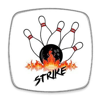 Flammende Bowlingkugeln und schwarze Kugel - Viereckiger Kühlschrankmagnet - Weiß - Vorne
