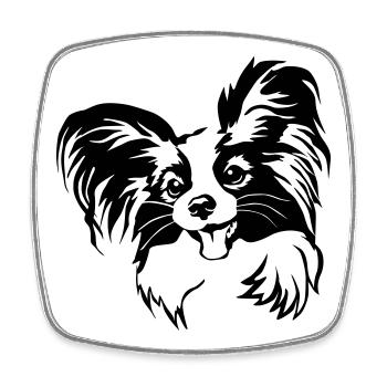 Papillon Kopf - Viereckiger Kühlschrankmagnet - Weiß - Vorne