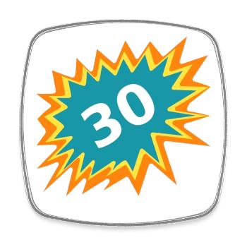 30 Colorful, 30th GB, Celebrate 30, Gift 30 - Square fridge magnet - white - Front