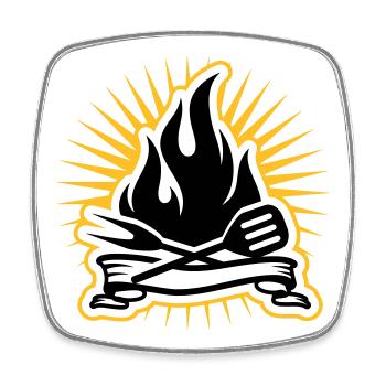 Grill accessories and grill flames - Square fridge magnet - white - Front