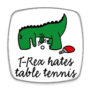 T-Rex hates table tennis ping pong Tischtennis - Viereckiger Kühlschrankmagnet - Weiß - Vorne