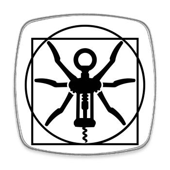 Vitruvian Mann Wein Korkenzieher Leonardo Da Vinci - Viereckiger Kühlschrankmagnet - Weiß - Vorne