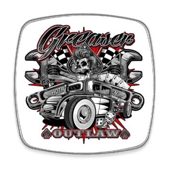 Garage Hot Rod - Magnet carré - blanc - Devant