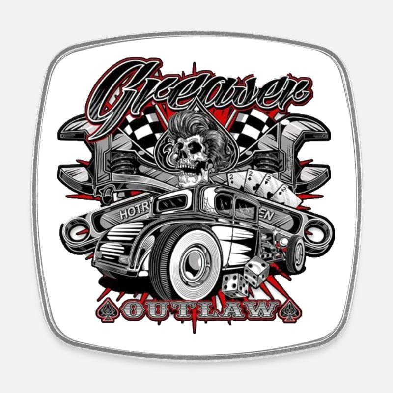 Garage Hot Rod - Magnet carré - blanc
