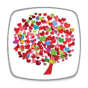 Illustration d’arbre de coeur avec des feuilles colorées - Magnet carré - blanc - Devant