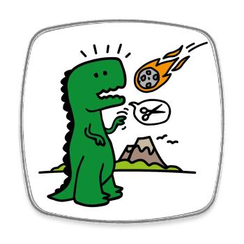 Rock paper scissors T-rex lustig Dinosaurier Komet - Viereckiger Kühlschrankmagnet - Weiß - Vorne
