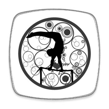 Turner | Gymnastics on high bar parallel bars - Square fridge magnet - white - Front
