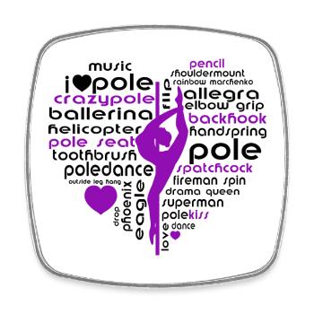 Lila PoleDance Herz Akrobatik Kunst - Viereckiger Kühlschrankmagnet - Weiß - Vorne