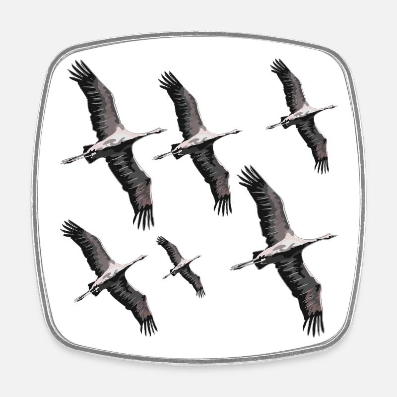 Vogelzug Kraniche - Viereckiger Kühlschrankmagnet - Weiß