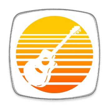 Retro Sonnenuntergang mit Gitarre Design - Viereckiger Kühlschrankmagnet - Weiß - Vorne