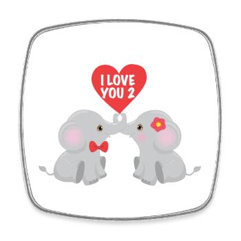Éléphant éléphant valentine coeur amour cadeau - Magnet carré - blanc - Devant