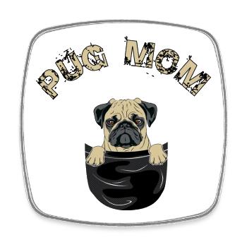 Pug maman - Magnet carré - blanc - Devant