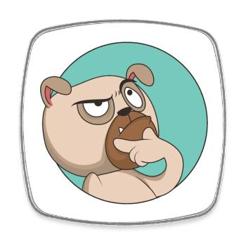 Mops Genius | Auf den Hund gekommen | Lustig - Viereckiger Kühlschrankmagnet - Weiß - Vorne