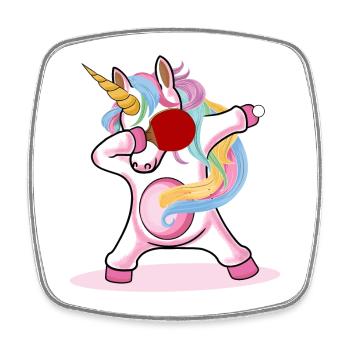 Tischtennis Einhorn Dabbing Unicorn Pferd Geschenk - Viereckiger Kühlschrankmagnet - Weiß - Vorne