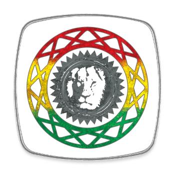 Visage de lion dans le style mandala rasta - Magnet carré - blanc - Devant