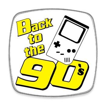 90s Party , Theme Party , 90s Retro Game (25) - Square fridge magnet - white - Front