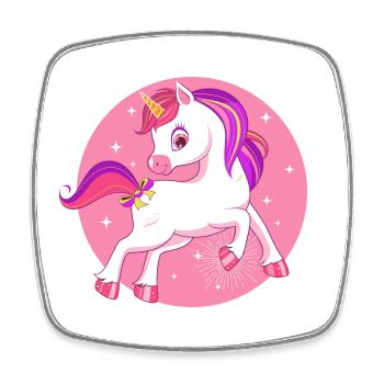 Pferd Einhorn Kinder Geschenk pink Sterne lustig - Viereckiger Kühlschrankmagnet - Weiß - Vorne