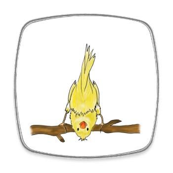 Niedlicher Vogel auf Ast Illustration - Viereckiger Kühlschrankmagnet - Weiß - Vorne
