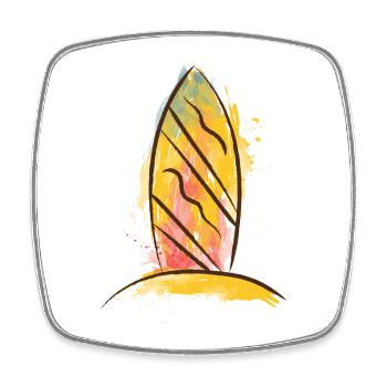 Color Splash Surfboard Beach Vibe - Magnet carré - blanc - Devant