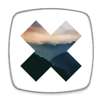 X - mountains - Square fridge magnet - white - Front