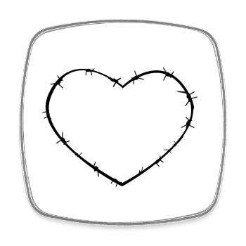 Barbed Wire Heart - Square fridge magnet - white - Front