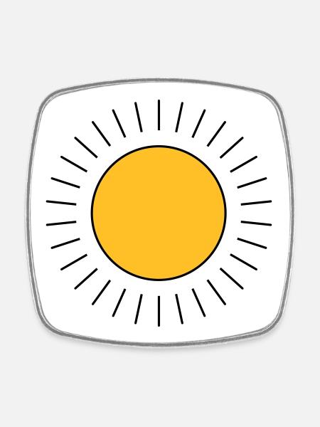 Soleil - Magnet carré - blanc