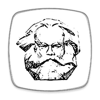 Karl Marx | Abstraktes Distressed Gesichtsdesign - Viereckiger Kühlschrankmagnet - Weiß - Vorne