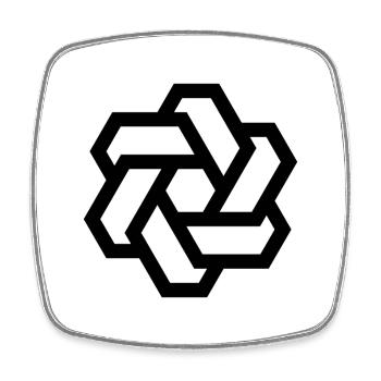 Logo cercle hexagonal - Magnet carré - blanc - Devant