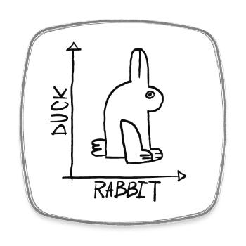 Duck or hare - Square fridge magnet - white - Front