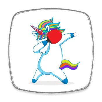 Tischtennis Einhorn Dabbing Unicorn Pferd Geschenk - Viereckiger Kühlschrankmagnet - Weiß - Vorne