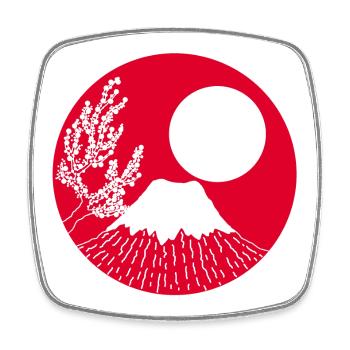 Mount fuji manga - Square fridge magnet - white - Front