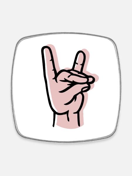 Hand - fox - offset - Square fridge magnet - white