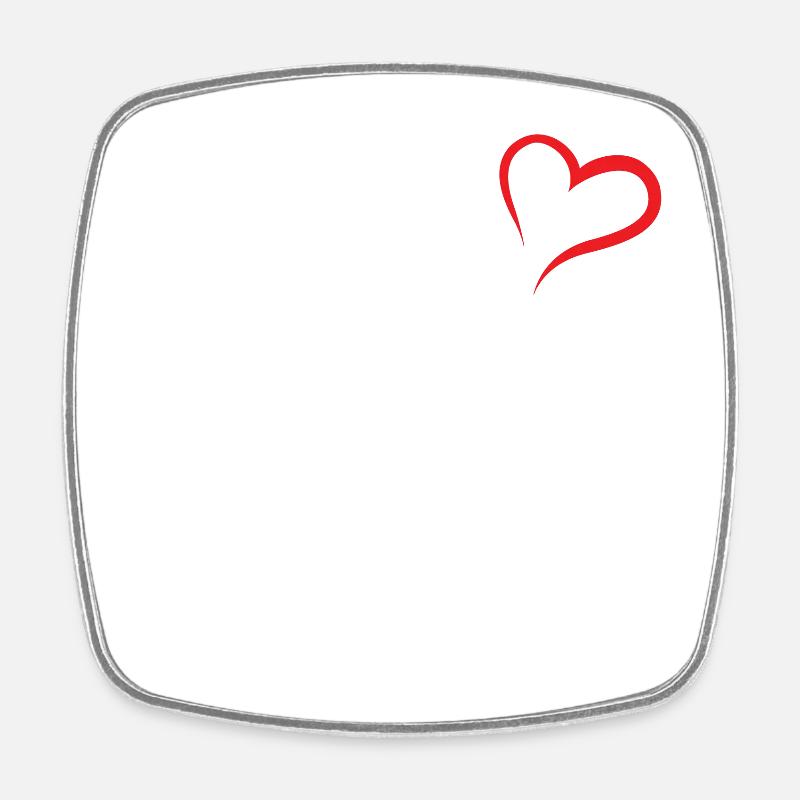 Coeur rouge - Magnet carré - blanc