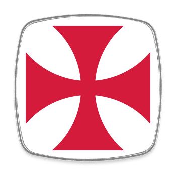 Tempelkreuz rot und Feuer - Viereckiger Kühlschrankmagnet - Weiß - Vorne