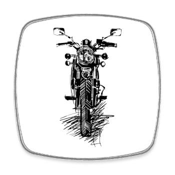 Motorbike Biker Motorcycles Vintage Retro Bike - Square fridge magnet - white - Front