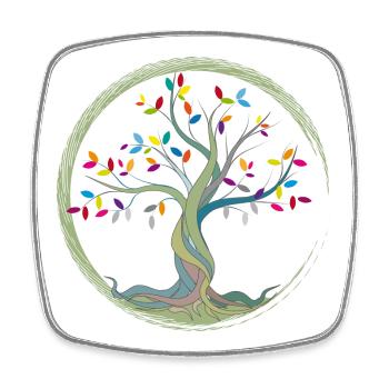 small tree with colorful leaves in a circle - Square fridge magnet - white - Front