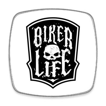 Biker moto motos crâne déclaration - Magnet carré - blanc - Devant