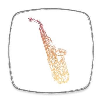 Tenorsaxophon - Viereckiger Kühlschrankmagnet - Weiß - Vorne