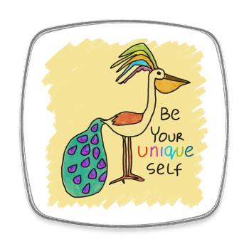 Schöner Vogel, lustig, speziell, einzigartig mit Text - Viereckiger Kühlschrankmagnet - Weiß - Vorne