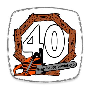 40.Geburtstag,Motorsäge,Brennholz,40 Jahre (25) - Viereckiger Kühlschrankmagnet - Weiß - Vorne