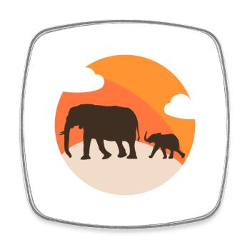Elefant Silhouette bei Sonnenuntergang Orange - Viereckiger Kühlschrankmagnet - Weiß - Vorne
