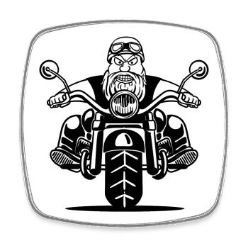 Motorcyclist chopper motorcycles biker cool - Square fridge magnet - white - Front