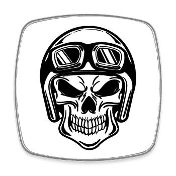 Crâne moto biker casque motos sauvage cool - Magnet carré - blanc - Devant