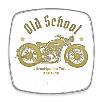 Old School Biker 1969 - Viereckiger Kühlschrankmagnet - Weiß - Vorne