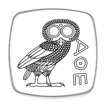Owl of Athena [White + Ethnicon] - Square fridge magnet - white - Front