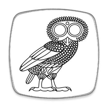 Owl of Athena [White (owl only)] - Square fridge magnet - white - Front